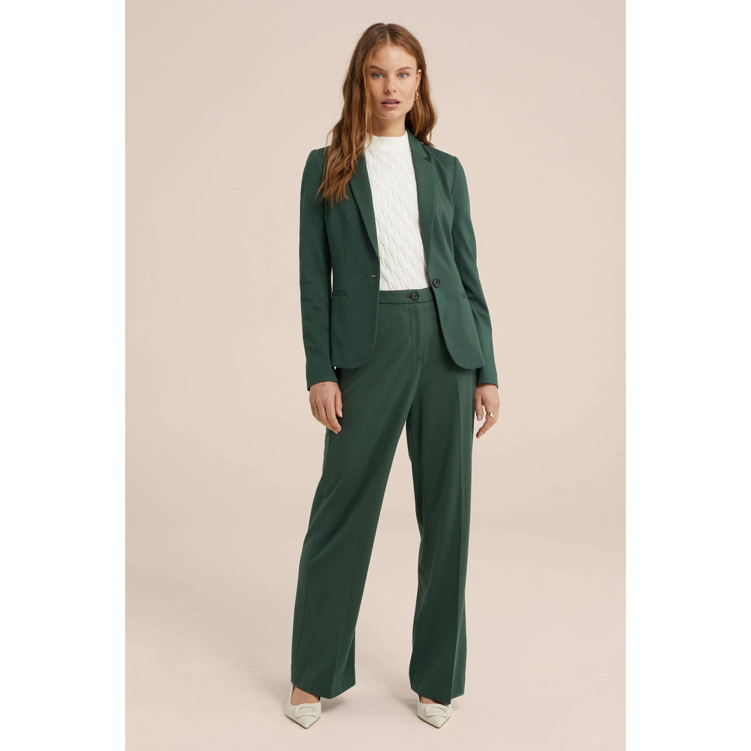 WE Fashion straight fit pantalon groen