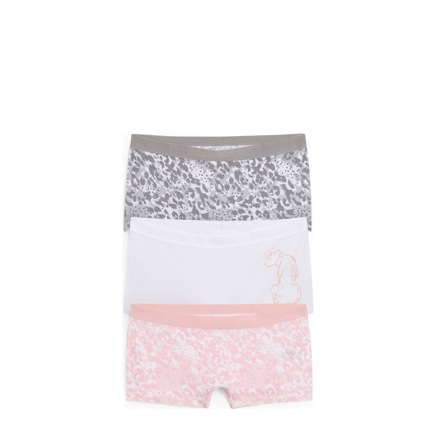 C&A shorts set van 3 roze wit grijs