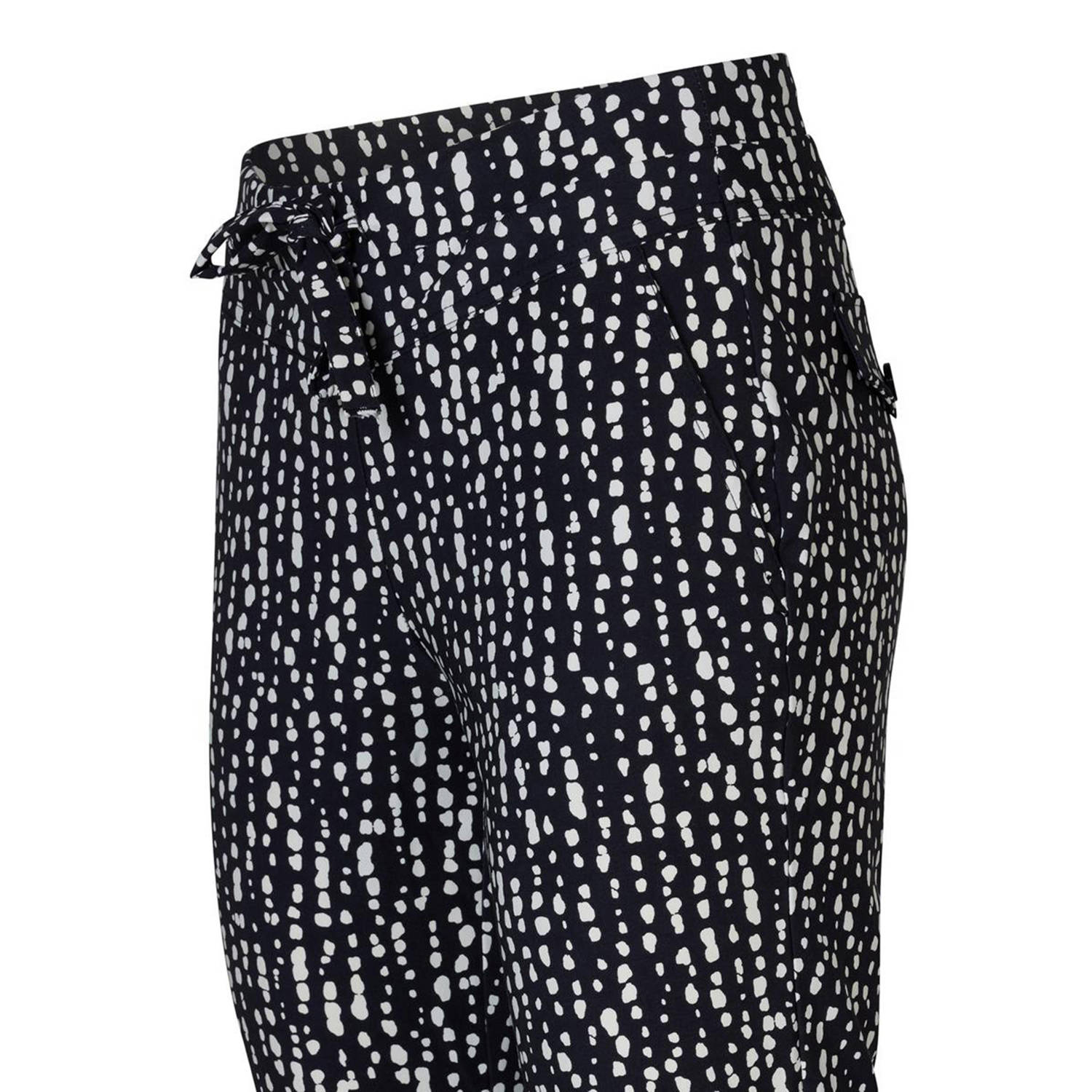 Miss Etam Lang regular fit broek Juul met all over print zwart wit 36 inch