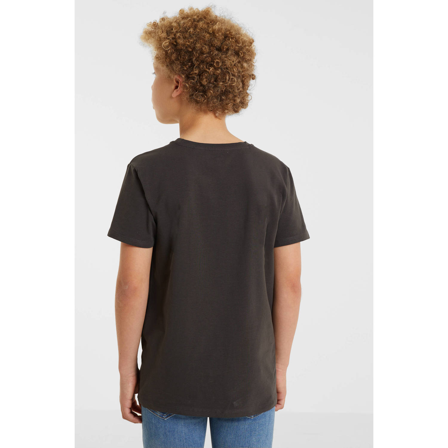 anytime T-shirt met tekstopdruk donkergrijs