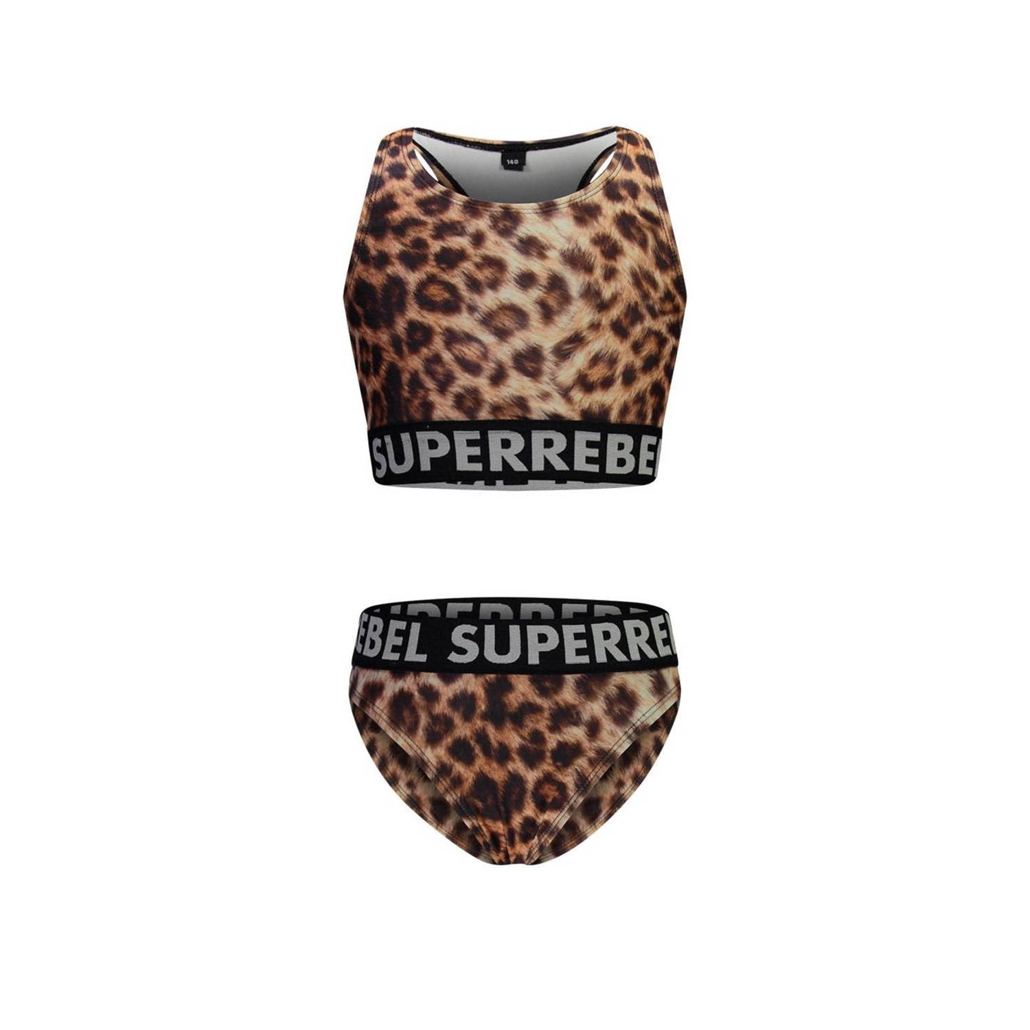 SuperRebel crop bikini Carmel bruin Meisjes Gerecycled polyester Panterprint 128