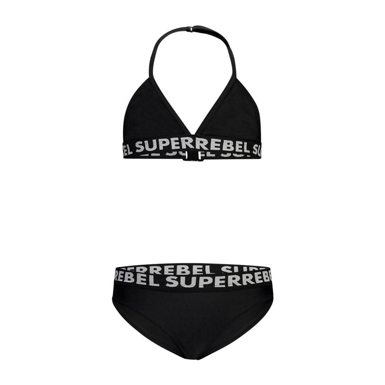 SuperRebel triangel bikini Isla zwart Meisjes Gerecycled polyester Effen 176