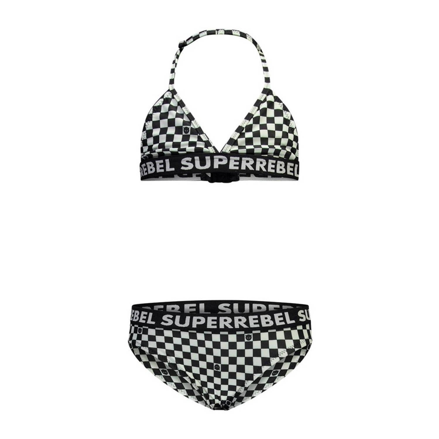SuperRebel triangel bikini Isla zwart mintgroen Meisjes Gerecycled polyester 128