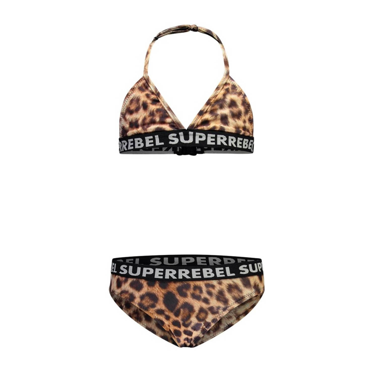 SuperRebel triangel bikini Isla bruin Meisjes Polyester Panterprint 140