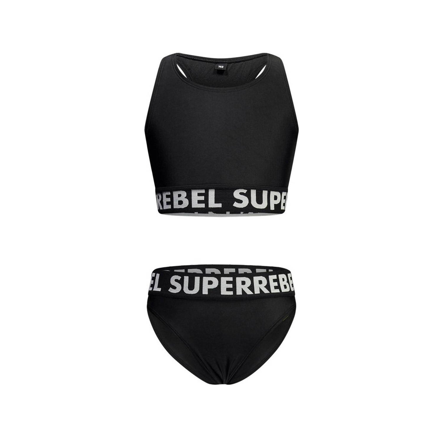 SuperRebel crop bikini Carmel zwart Meisjes Polyester Effen 128