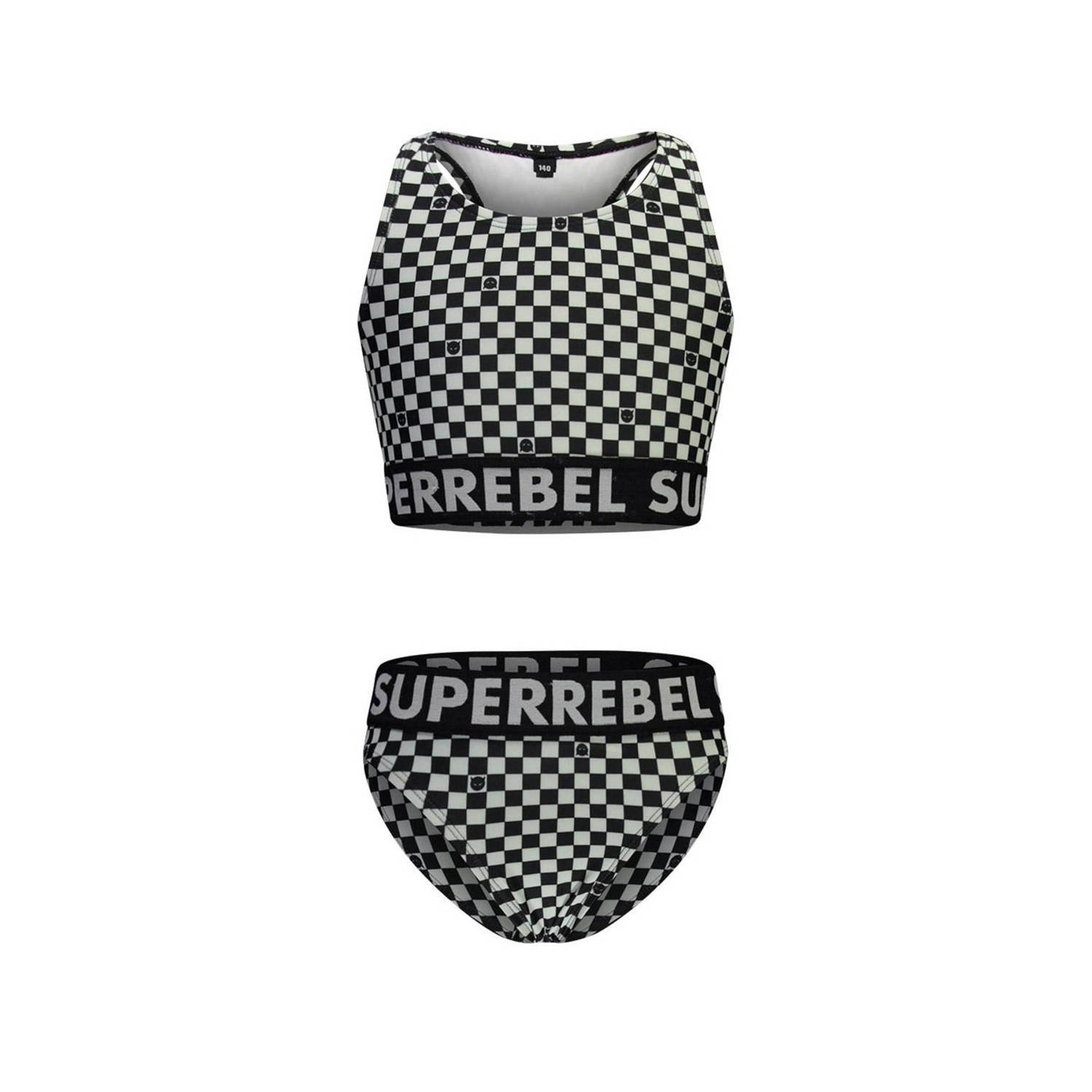 SuperRebel crop bikini Carmel zwart mintgroen Meisjes Gerecycled polyester 152