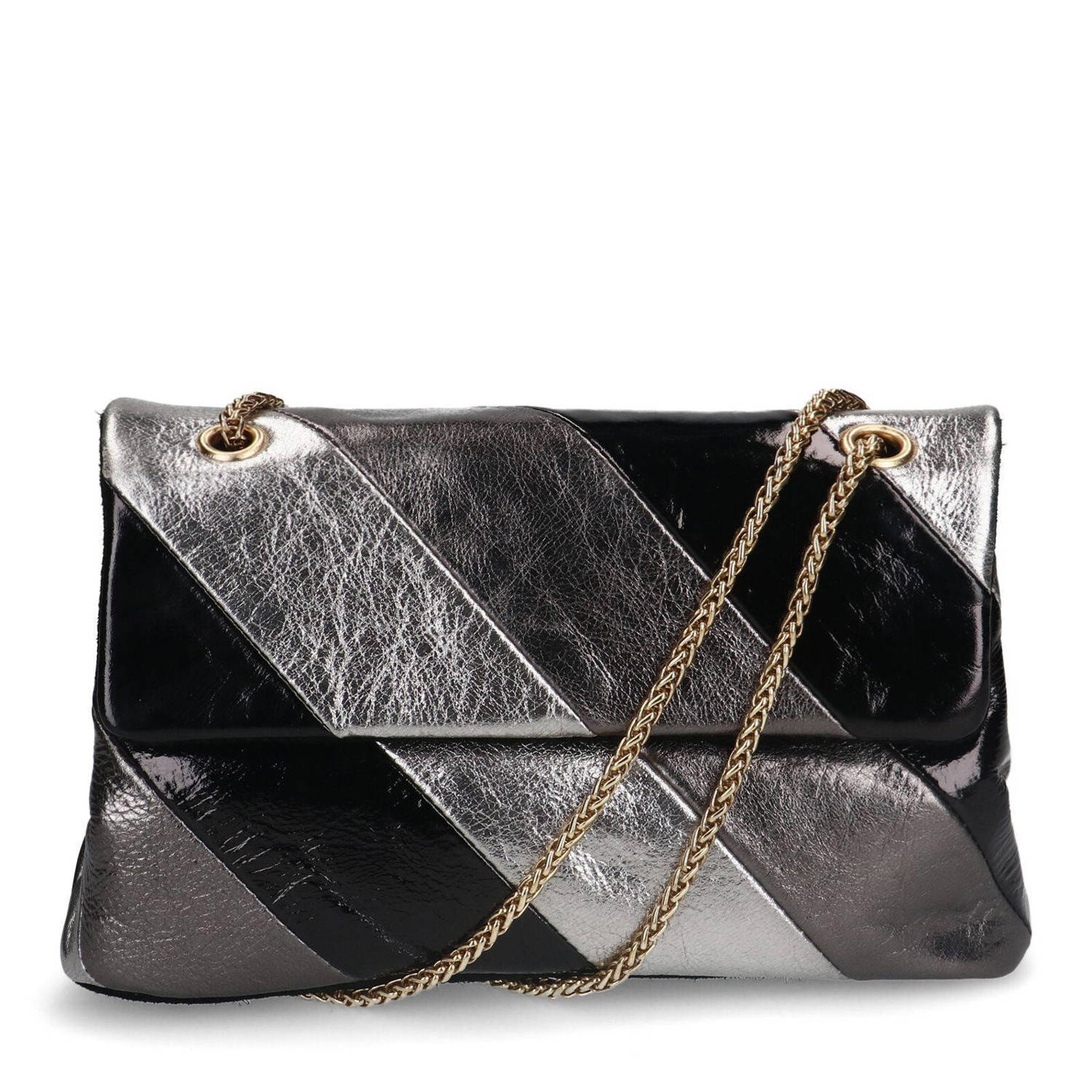 Manfield leren crossbody tas zwart