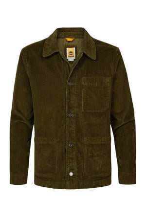corduroy regular fit colbert donkergroen