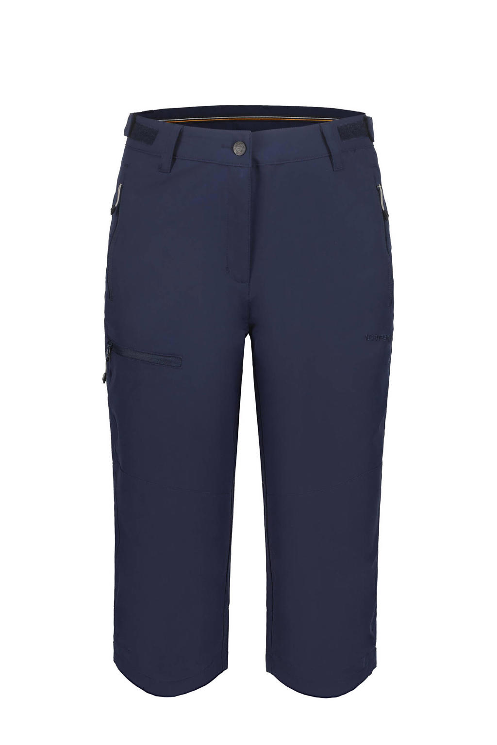 Donkerblauwe dames Icepeak outdoor capri broek Beattie van polyester met regular fit, regular waist en effen