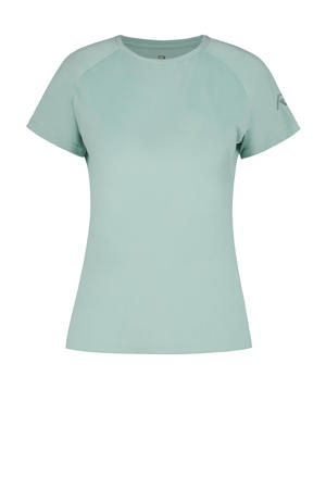 Dames sportshirt loopshirt V-hals ademend fitness yoga T-shirt gym  bovenstuk korte mouwen XL Paars Happygetfit