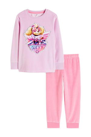 velours Paw Patrol pyjama met printopdruk en textuur roze/lichtroze