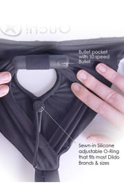 thumbnail: Ouch! Strap-on Boxer met vibrerende bullet  - maat M/L - zwart