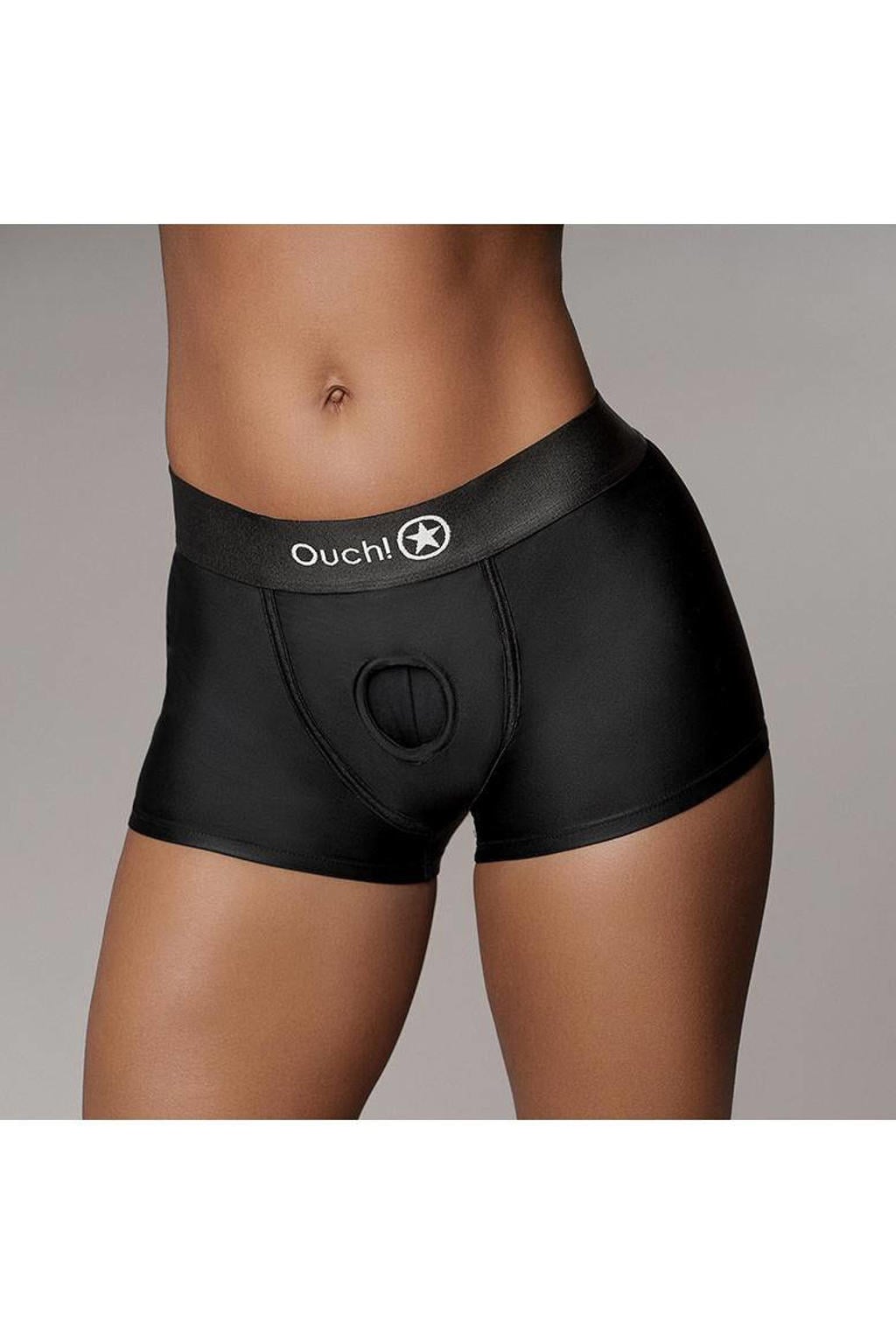 Ouch! Strap-on Boxer met vibrerende bullet - maat M/L - zwart