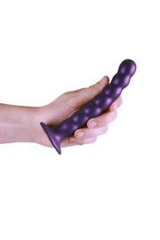 thumbnail: Ouch! Beaded Siliconen G-Spot dildo - Metallic Paars - 16,5 cm