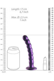 thumbnail: Ouch! Beaded Siliconen G-Spot dildo - Metallic Paars - 16,5 cm