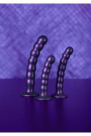 thumbnail: Ouch! Beaded Siliconen G-Spot dildo - Metallic Paars - 16,5 cm