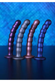 thumbnail: Ouch! Beaded Siliconen G-Spot dildo - Metallic Paars - 16,5 cm
