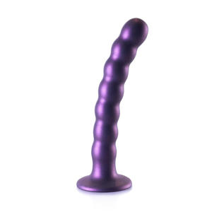 Beaded Siliconen G-Spot dildo - Metallic Paars - 16,5 cm
