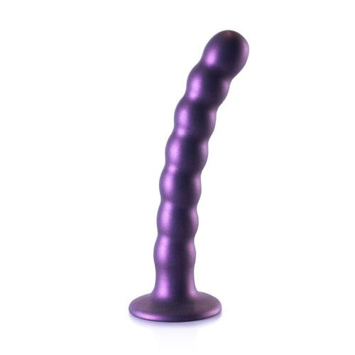 Ouch! Beaded Siliconen G-Spot dildo - Metallic Paars - 16,5 cm afbeelding