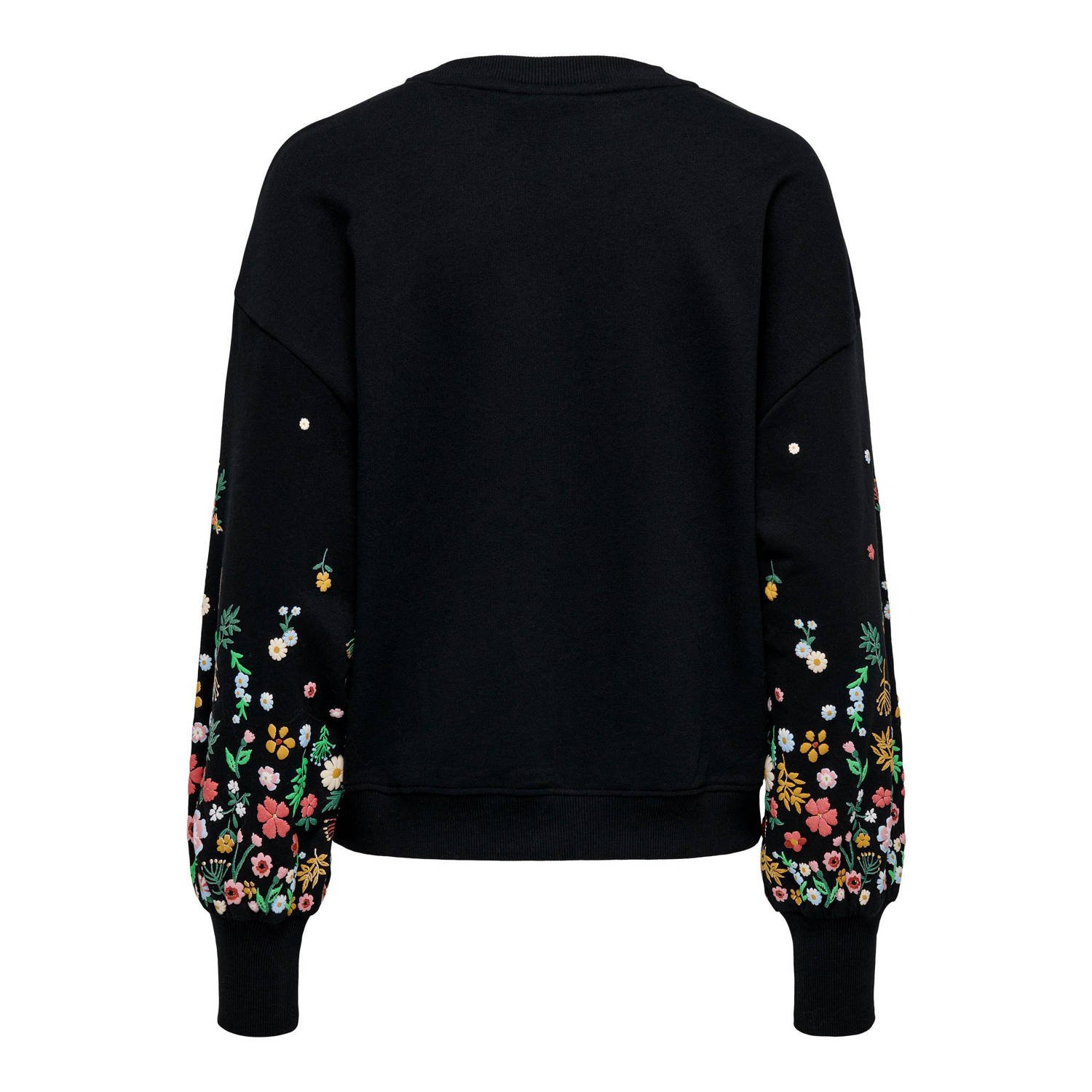ONLY gebloemde sweater ONLBROOKE zwart