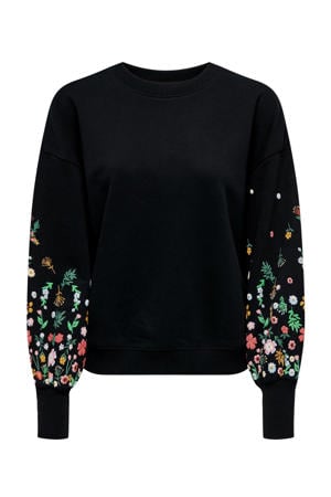 gebloemde sweater ONLBROOKE zwart
