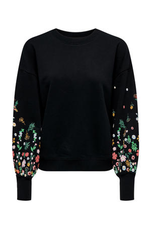 gebloemde sweater ONLBROOKE zwart