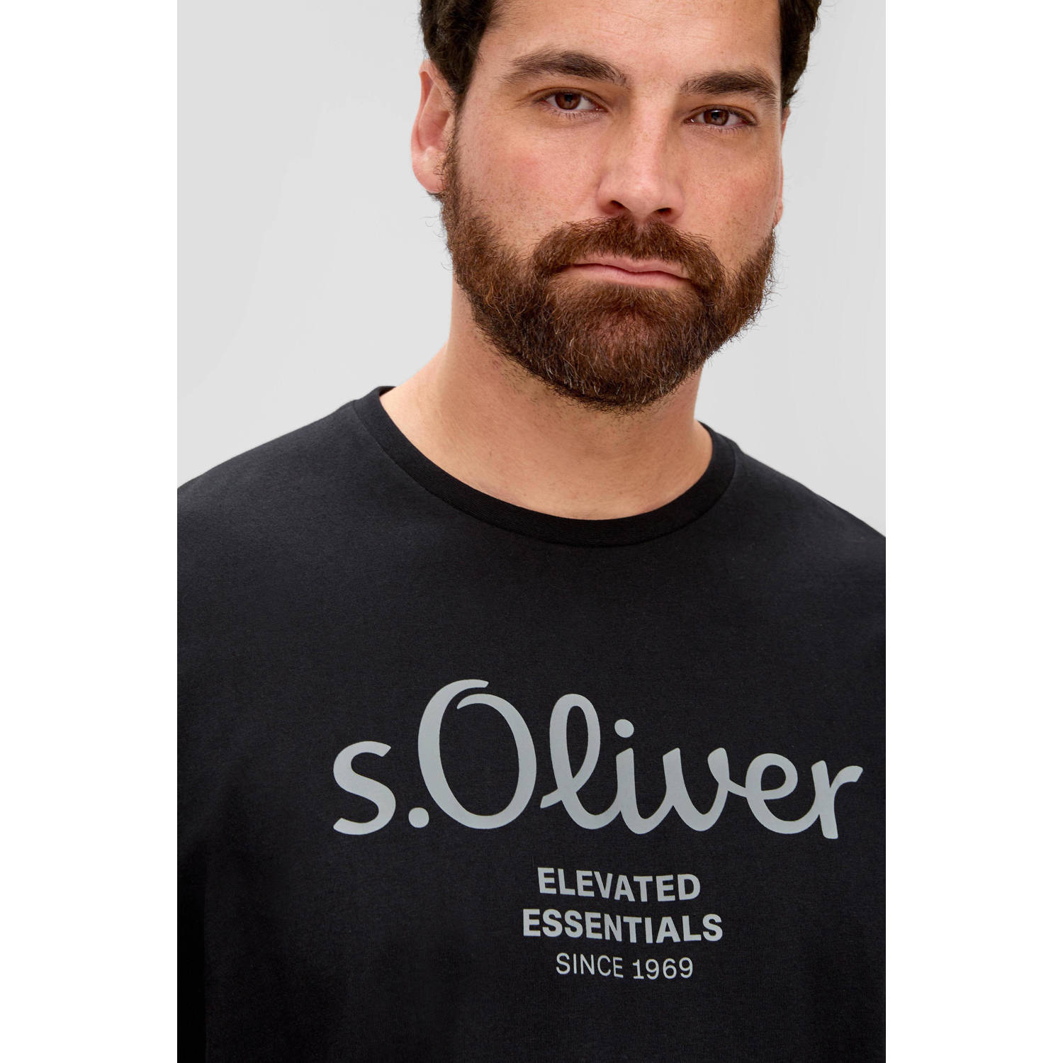 s.Oliver Big Size regular fit T-shirt Plus Size met printopdruk zwart