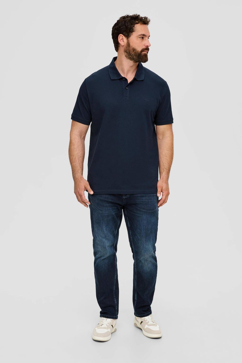 s.Oliver Big Size regular fit polo Plus Size blauw/zwart
