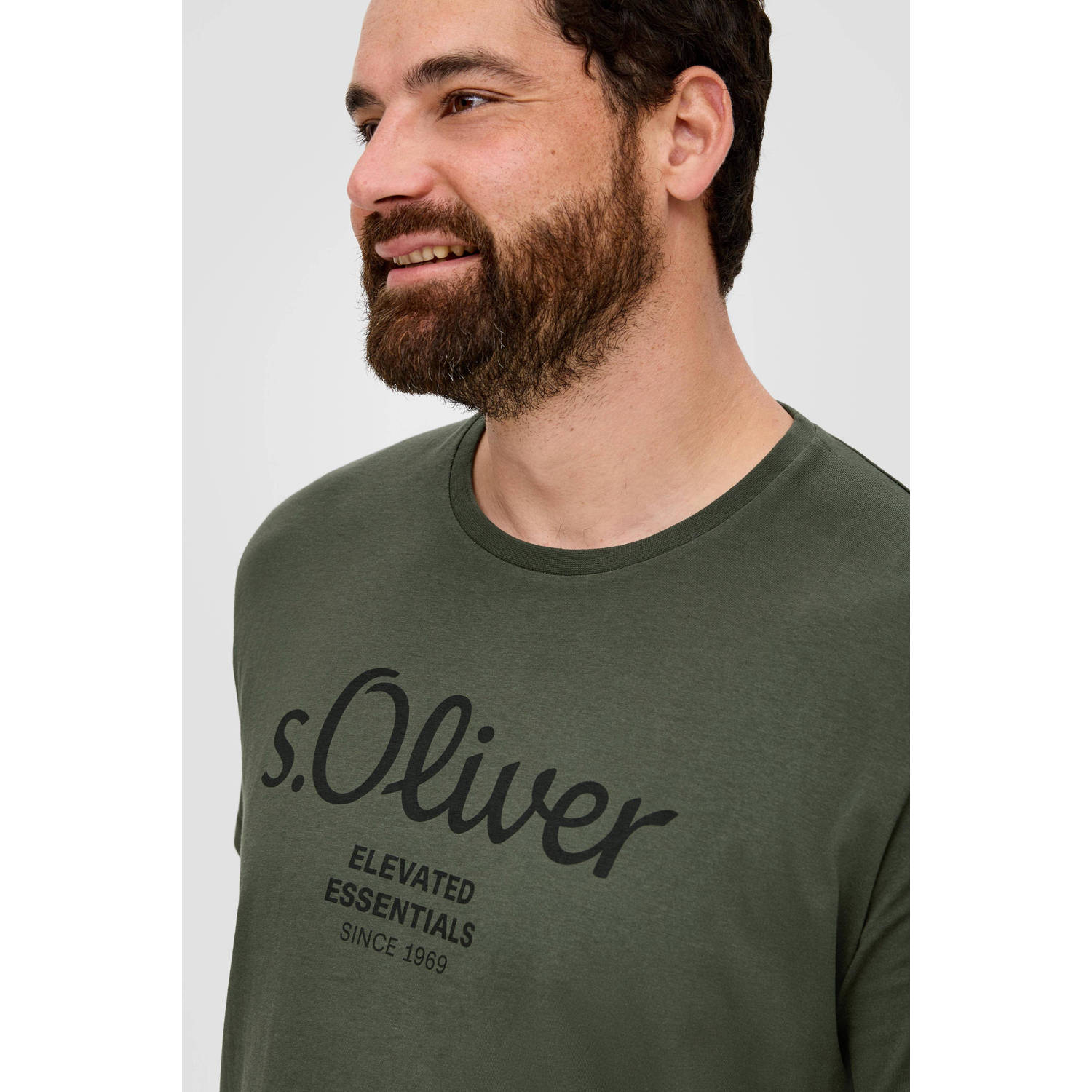 s.Oliver Big Size regular fit T-shirt Plus Size met printopdruk groen