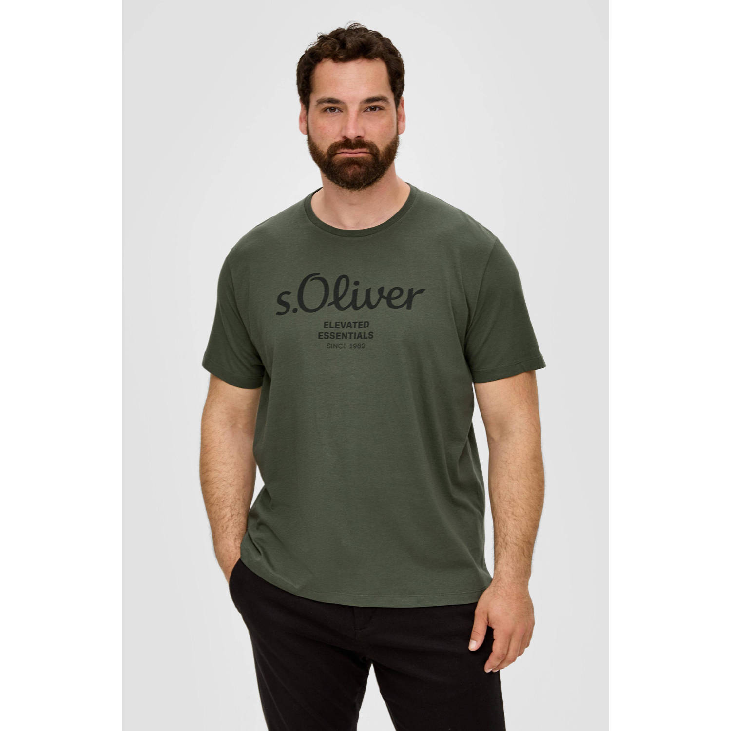 S.Oliver Big Size regular fit T-shirt Plus Size met printopdruk groen