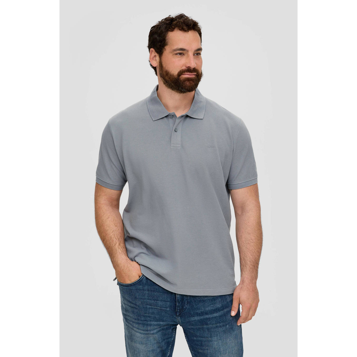 s.Oliver Big Size regular fit polo Plus Size grijs