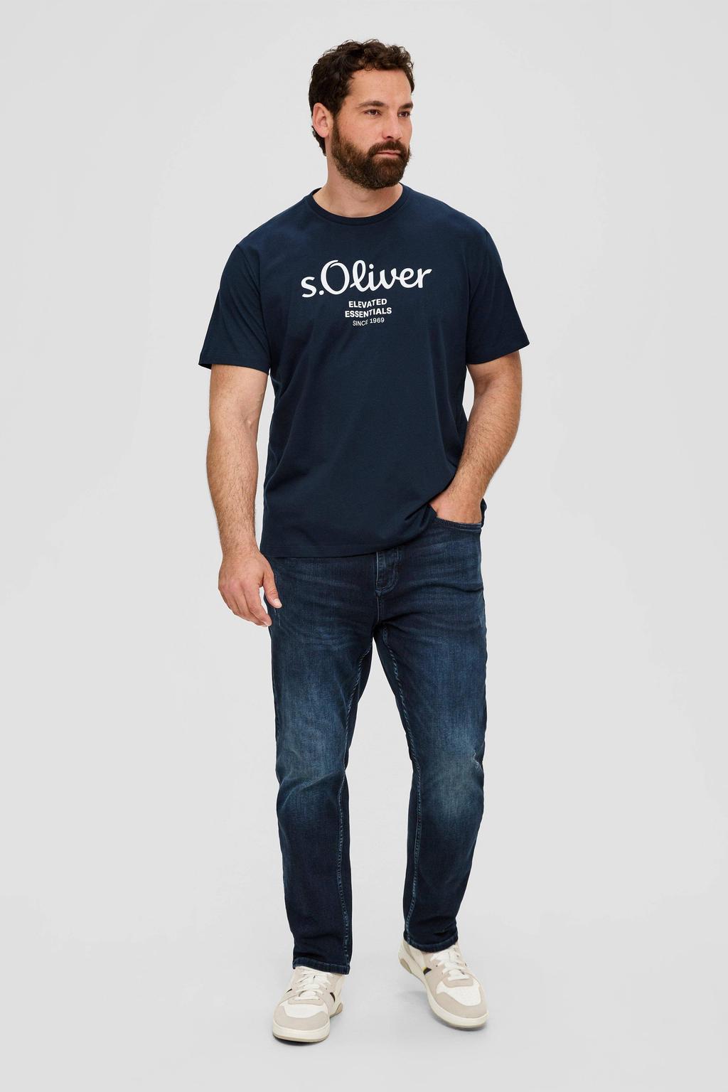 s.Oliver Big Size regular fit T-shirt Plus Size met printopdruk blauw/zwart