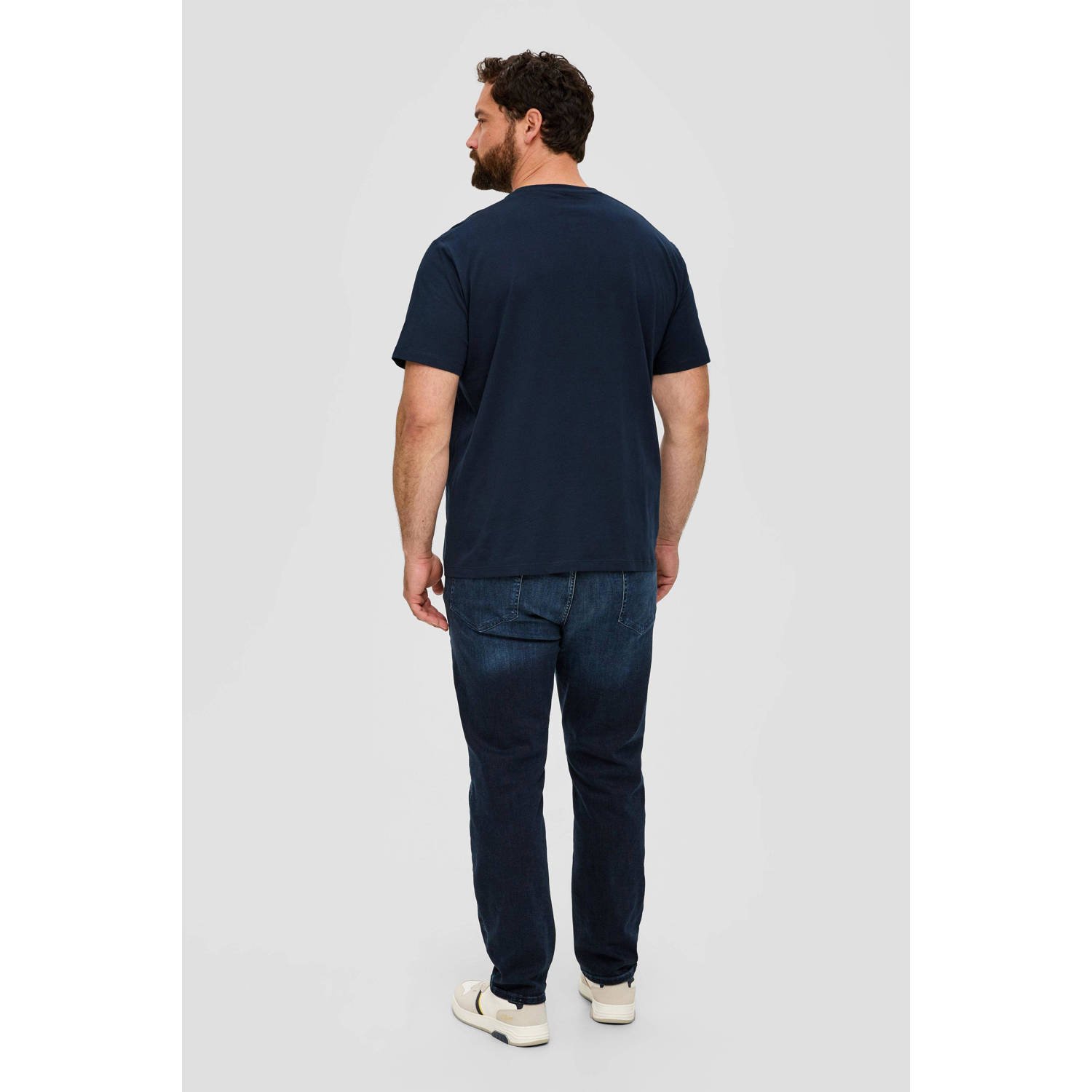 s.Oliver Big Size regular fit T-shirt Plus Size met printopdruk blauw zwart