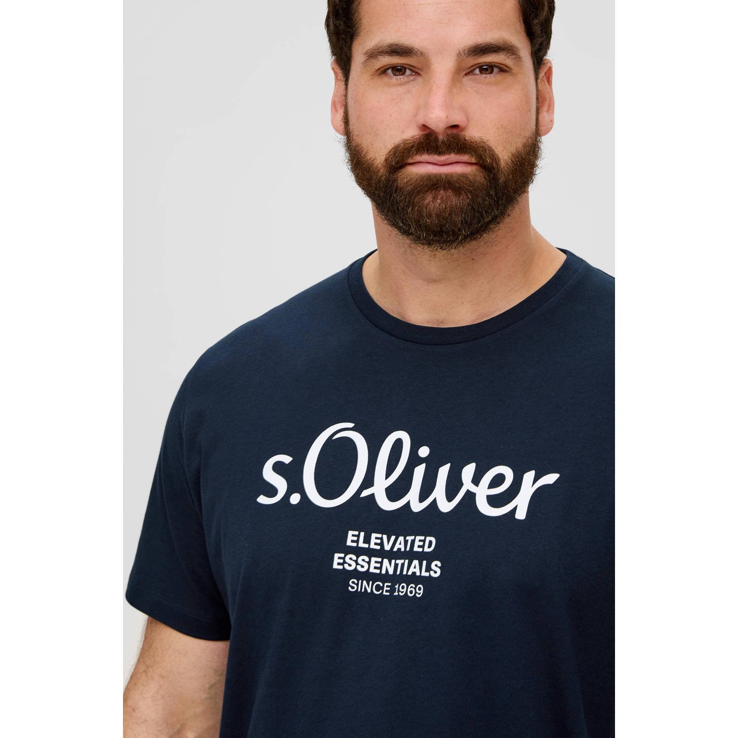 s.Oliver Big Size regular fit T-shirt Plus Size met printopdruk blauw zwart