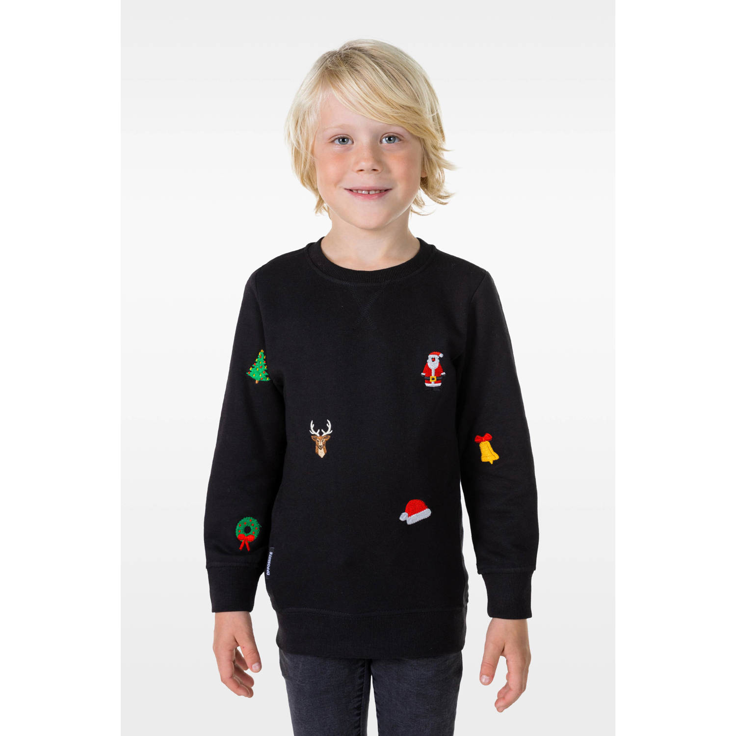 OppoSuits sweater X-Mas Icons met all over print zwart meerkleurig