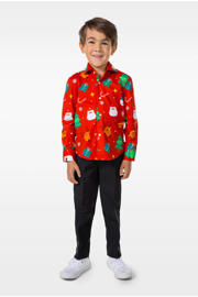 thumbnail: Rood en multikleurige jongens OppoSuits overhemd Festivity color van stretchkatoen met lange mouwen, klassieke kraag en knoopsluiting