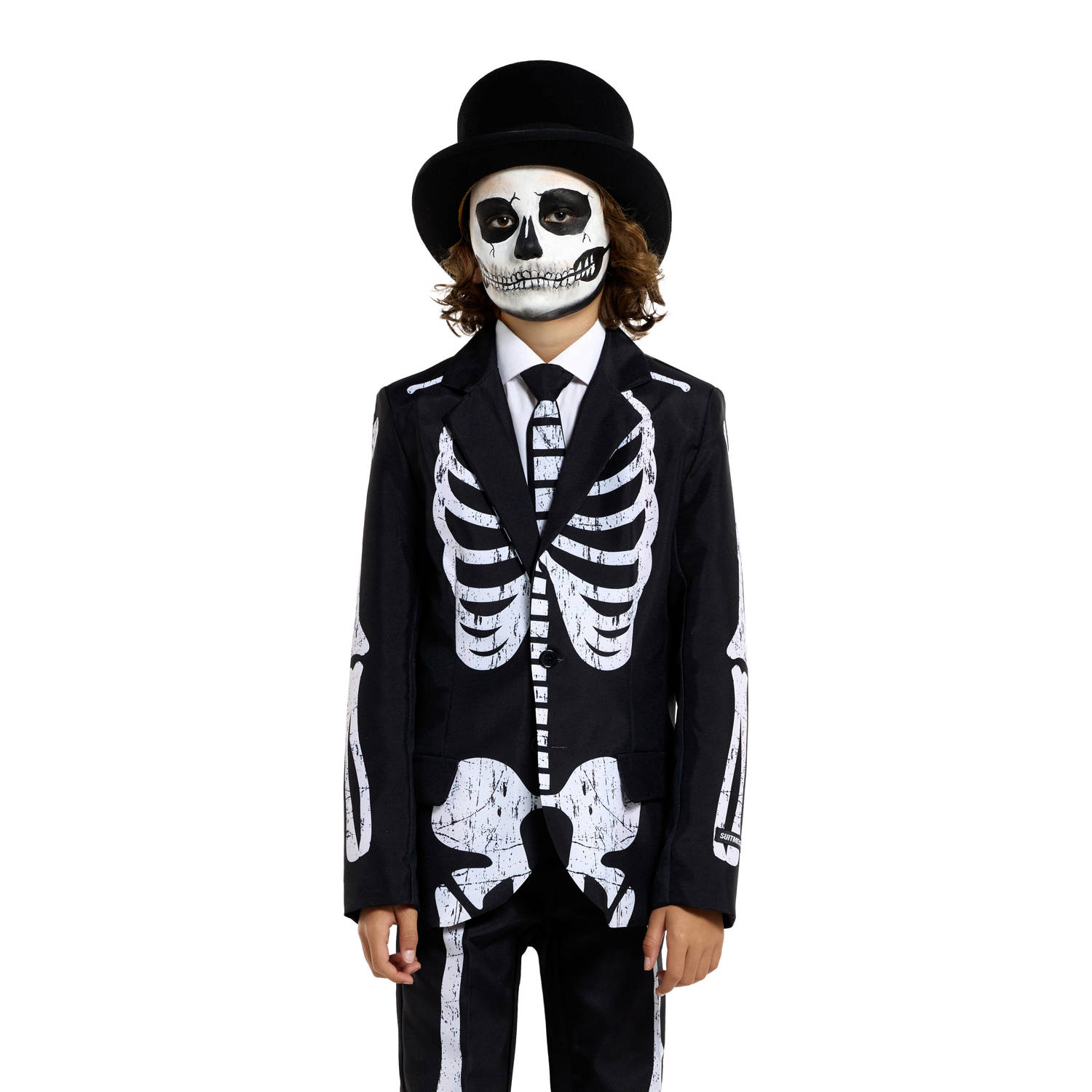 Suitmeister kostuum halloween Skeleton Grunge zwart wit
