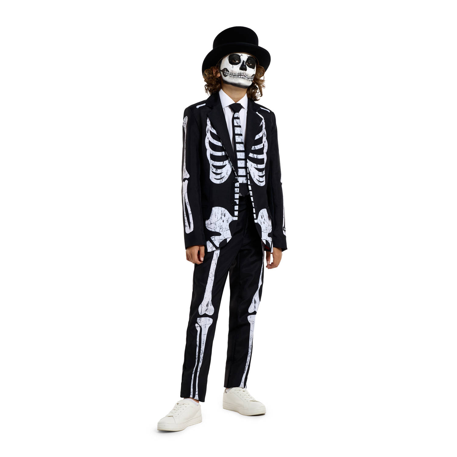 Suitmeister kostuum halloween Skeleton Grunge zwart wit