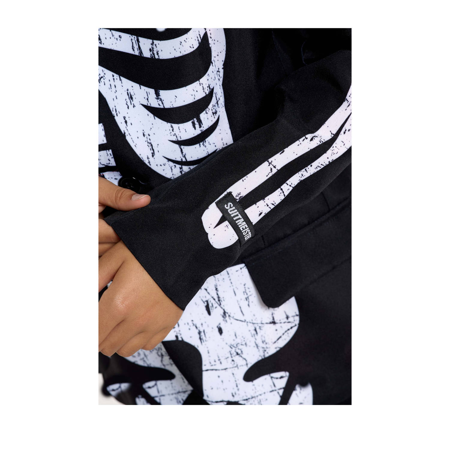 Suitmeister kostuum Skeleton Grunge zwart wit Jongens Polyester Reverskraag 134 152