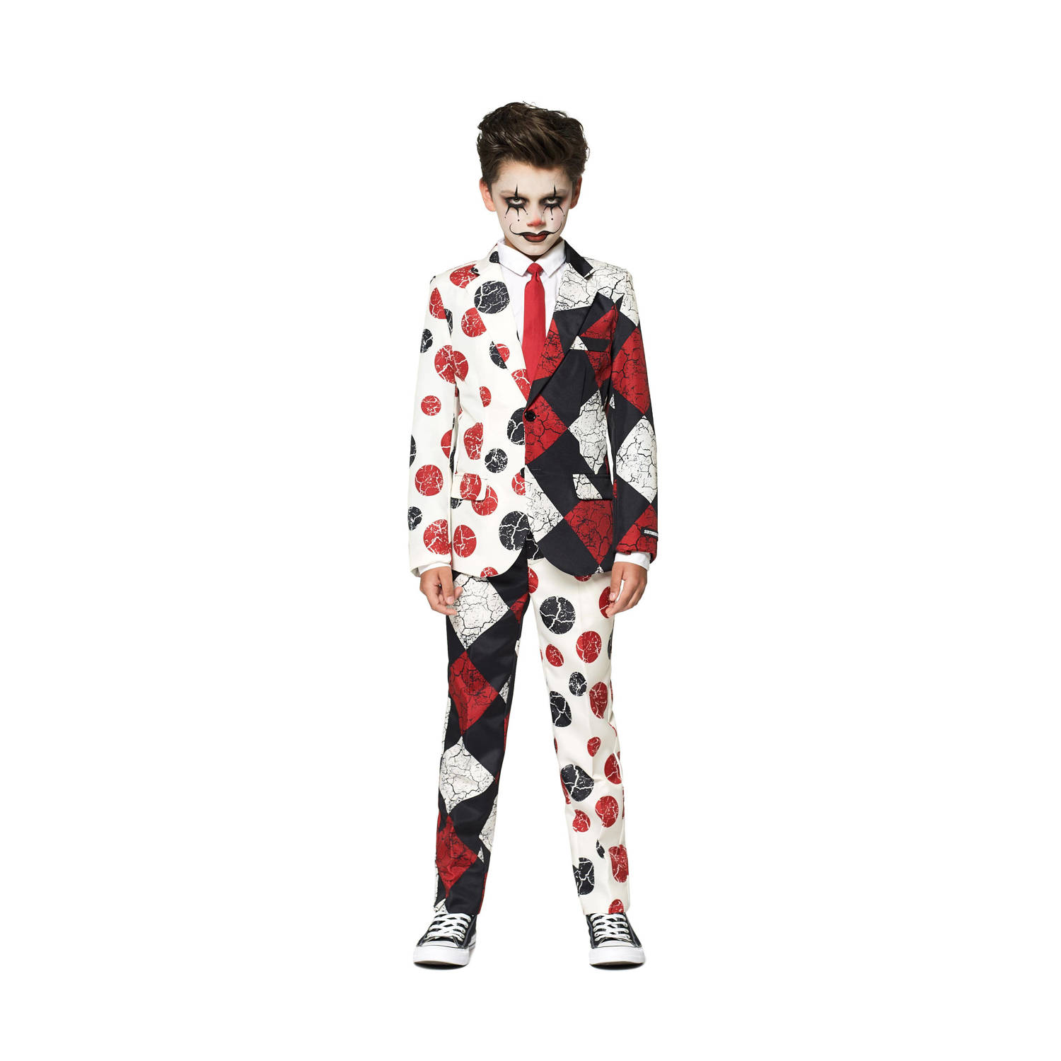Suitmeister kostuum Halloween Clown Vintage wit zwart rood Jongens Polyester Reverskraag 122 140