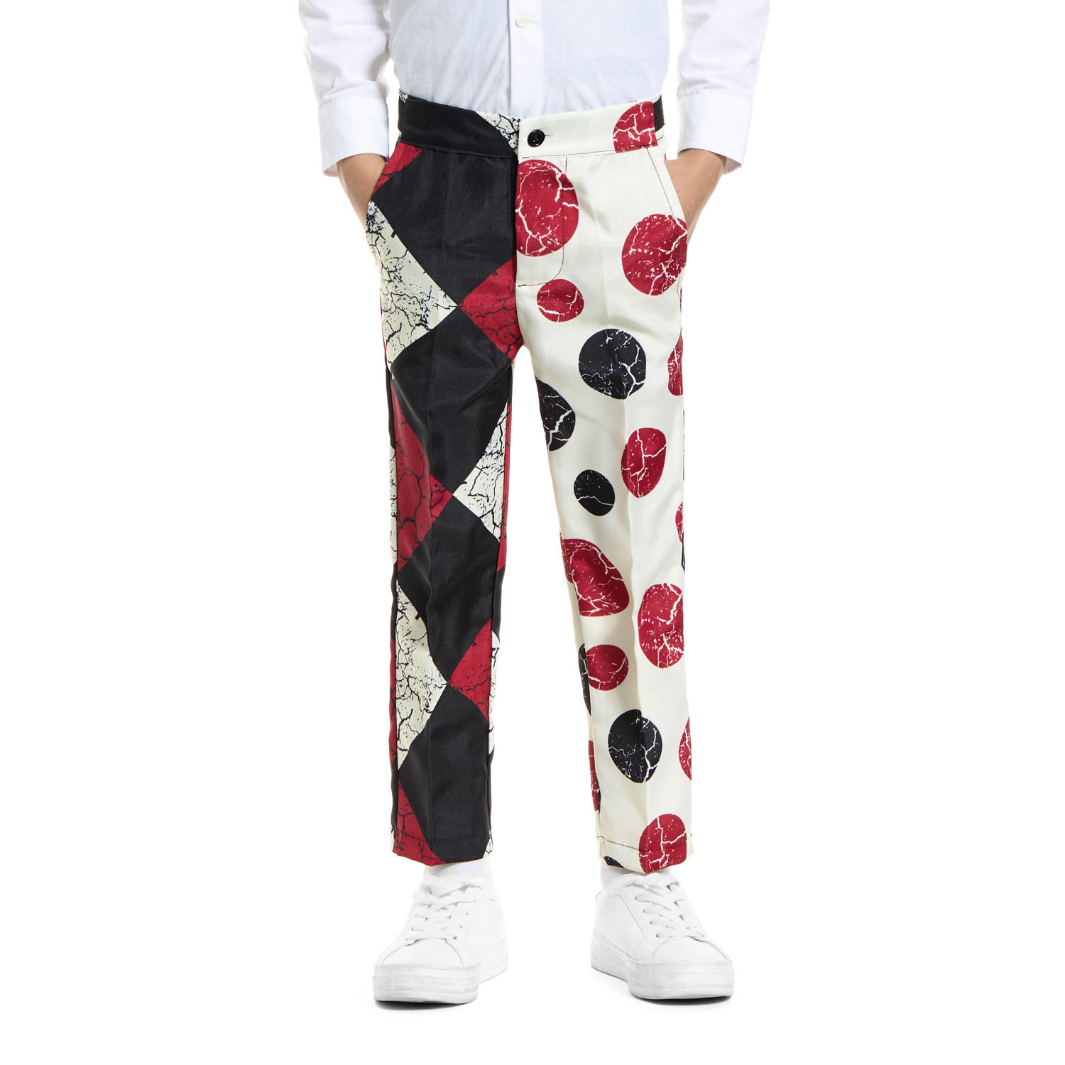 Suitmeister kostuum Halloween Clown Vintage wit zwart rood Jongens Polyester Reverskraag 122 140