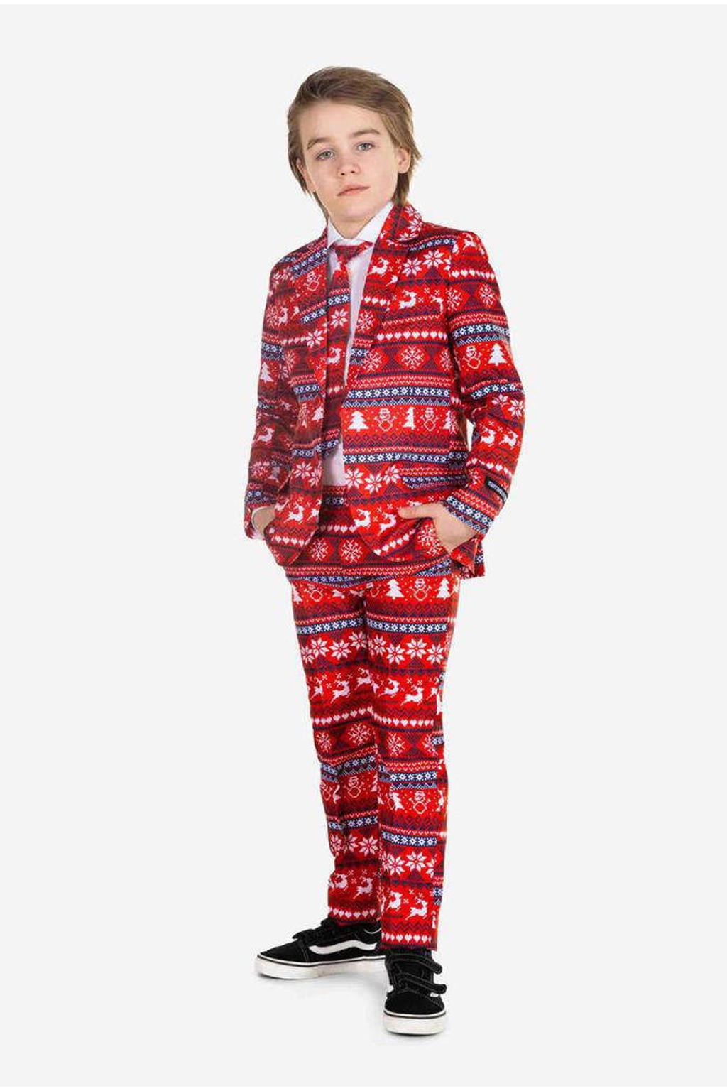 Suitmeister kostuum Nordic Pixel Red met all over print rood/multicolor