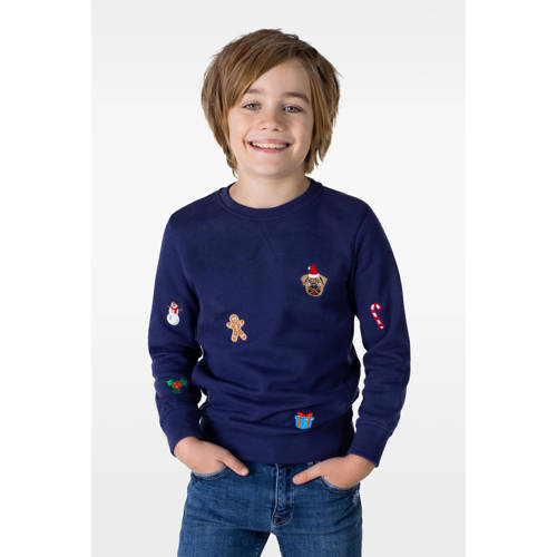 OppoSuits kerstsweater X-Mas Icons met all over print donkerblauw afbeelding