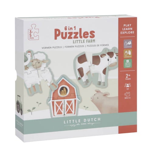 Little Dutch 6 in 1 puzzel little farm legpuzzel 35 stukjes afbeelding