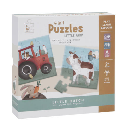 Little Dutch 4 in 1 puzzel little farm legpuzzel 16 stukjes afbeelding