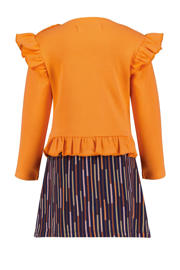 thumbnail: Oranje en multikleurige meisjes 4PRESIDENT gestreepte jurk Heewon multicolor van polyester met lange mouwen en ronde hals