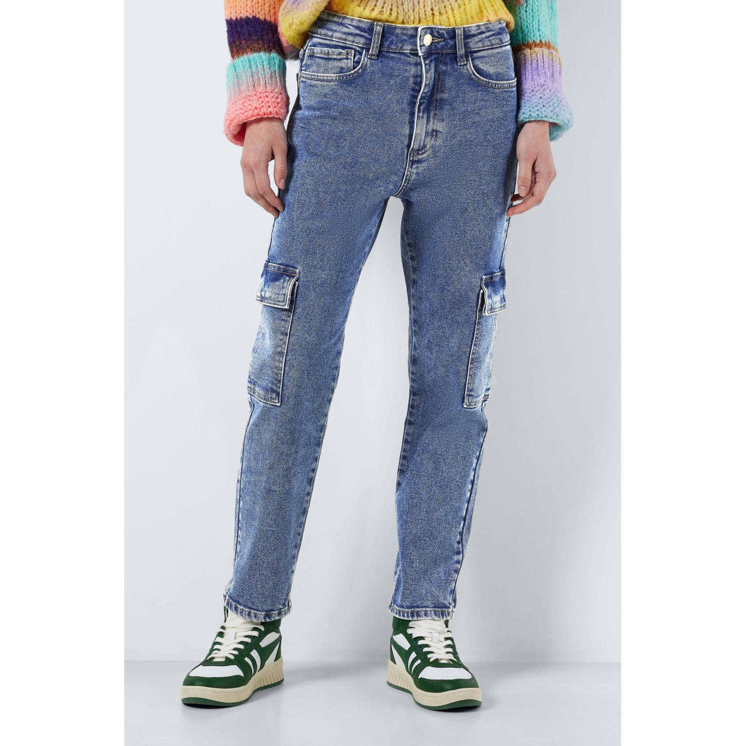 NOISY MAY high waist cargo jeans medium blue