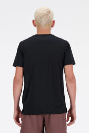 thumbnail: Zwarte heren New Balance hardloopshirt van polyester met effen, korte mouwen en ronde hals