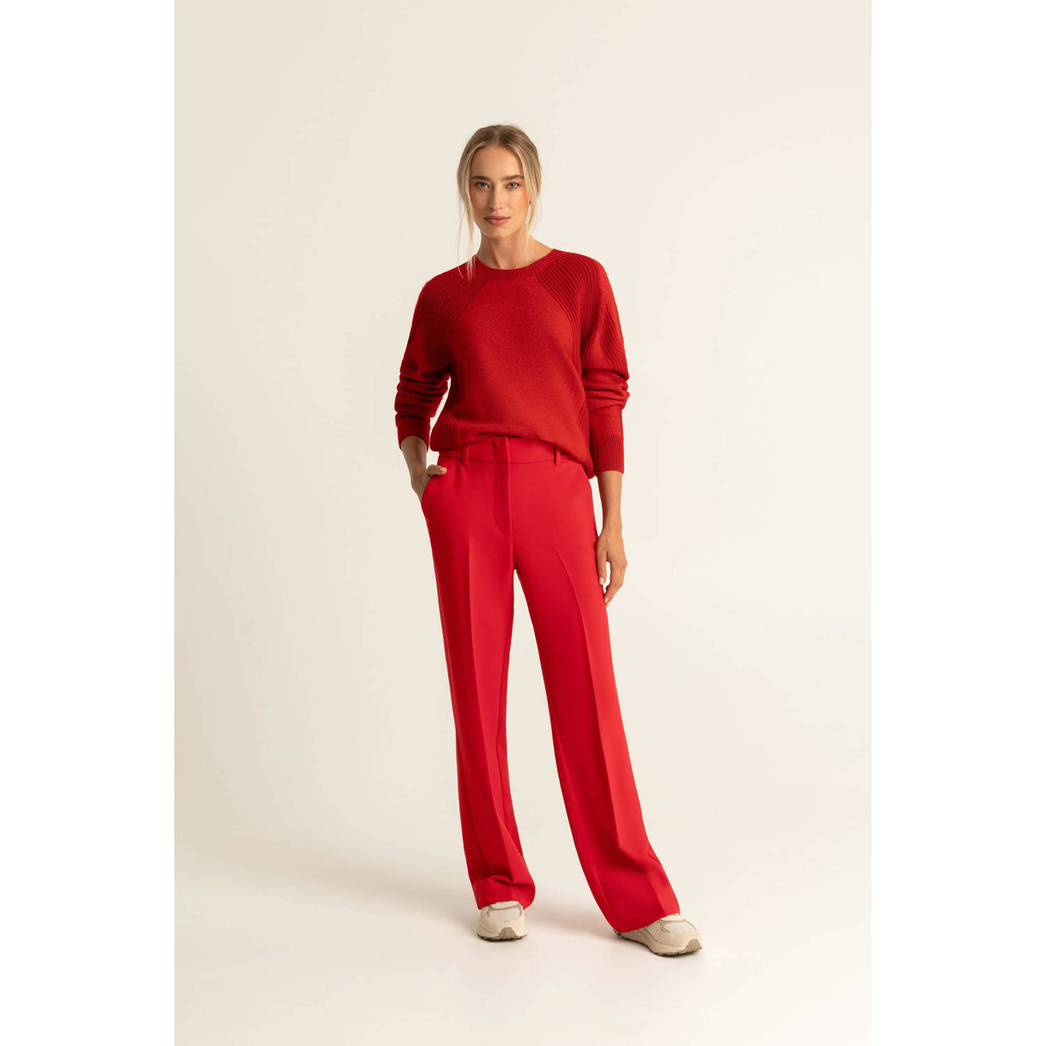 Expresso high waist wide leg pantalon rood