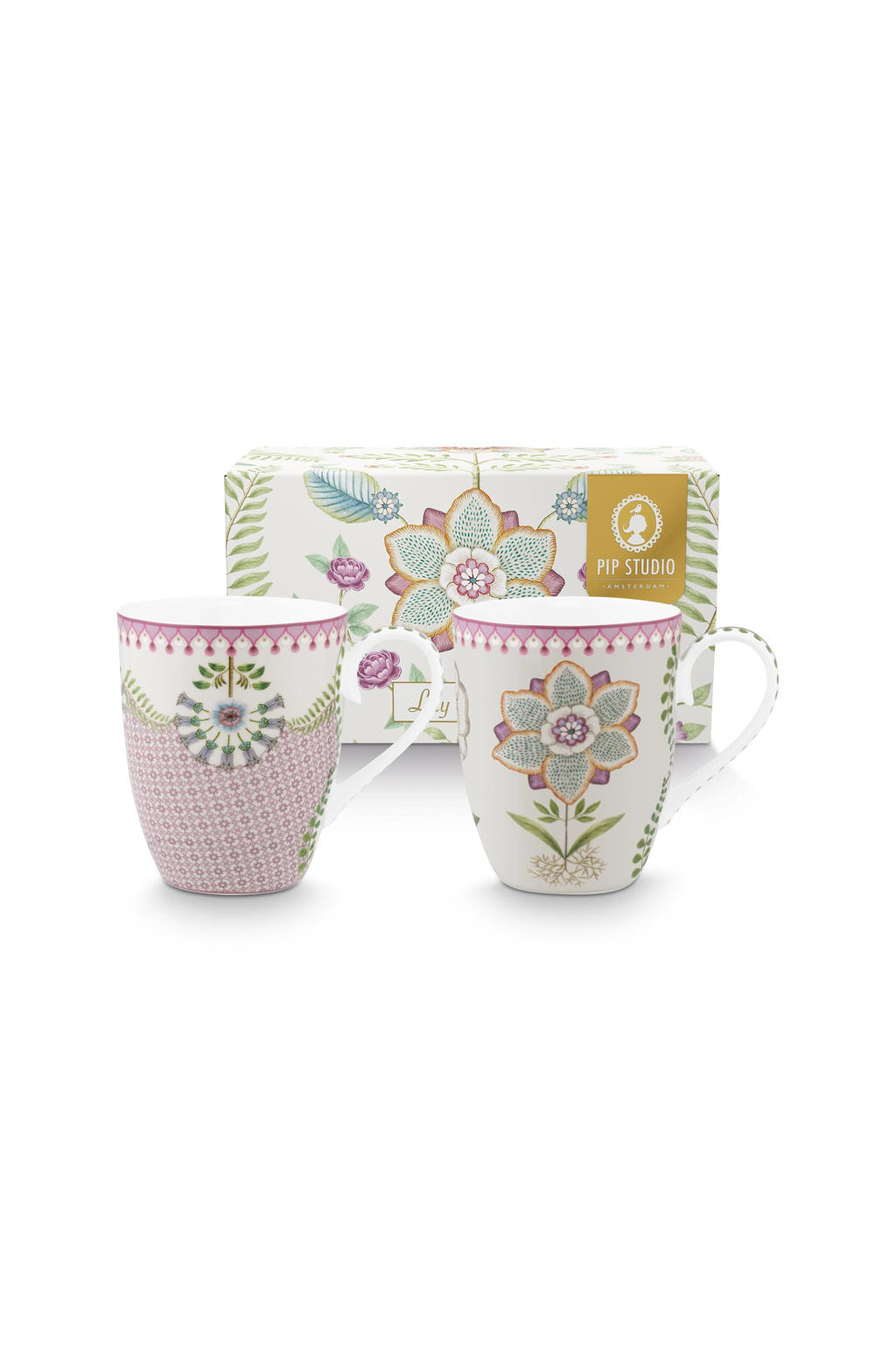 Pip Studio Lily & Lotus mok (Ø9 cm) (350 ml) (set van 2)